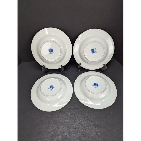 Germany Flirt by R&B Decor Happy Day Blue Rimmed Soup Bowls 8 1/2" Set of 4 - Picture 6 of 7